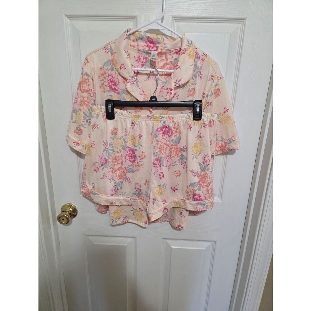Floral Short Pajama Set - Pink NEW Size Lg